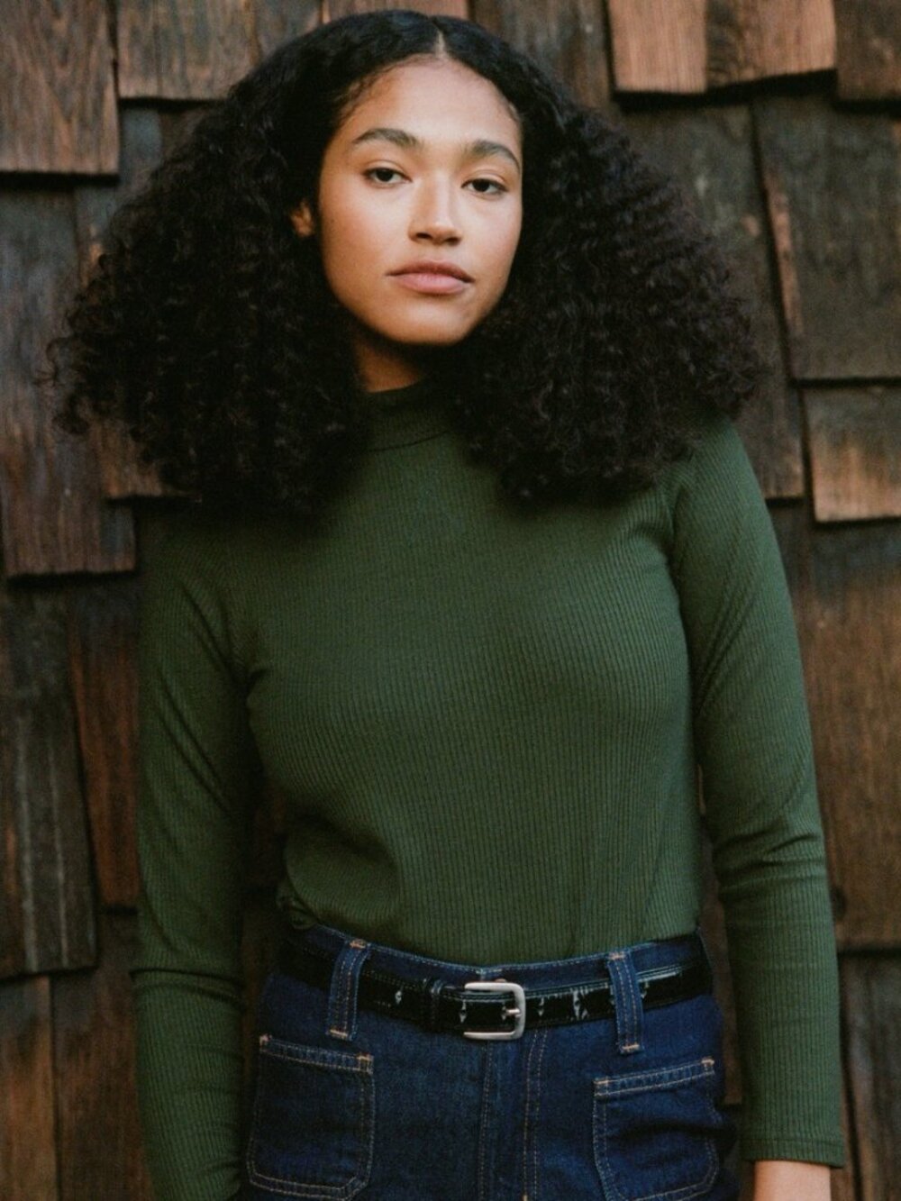 Christy Dawn Green Top Libby Long Sleeve Ribbed Top Large